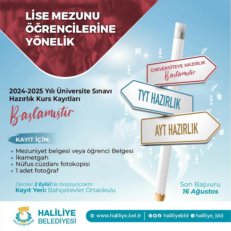 Haliliye’de üniversiteye hazırlık yaz kursu kayıtları başladı 