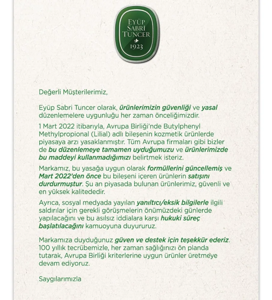 Eyüp Sabri Tuncer’den Ürün Güvenliği Hakkında Önemli Duyuru