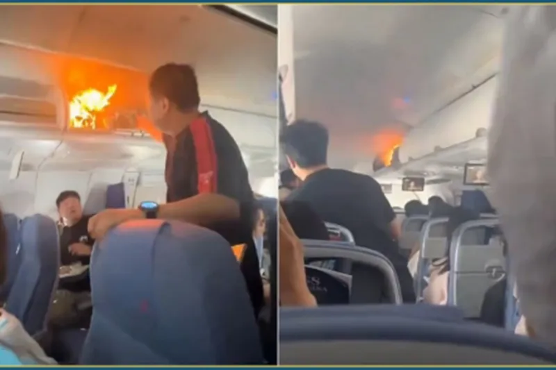 Lityum bataryanın alev alması sonucu yolcu uçağı acil iniş yaptı