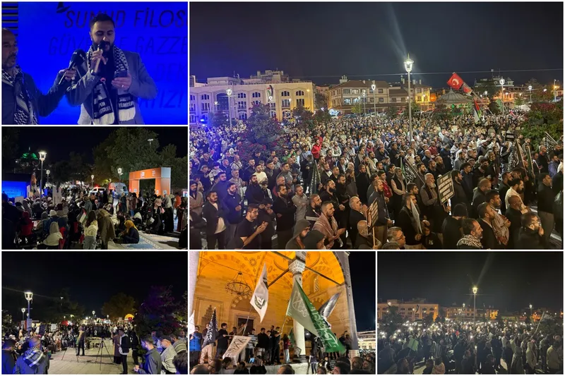 Konya’da Sumud Filosu için nöbet: Mevlâna Meydanı’nda binlerce kişi toplandı