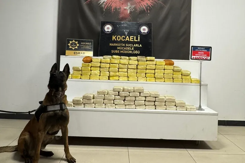Kocaeli’de 46 kilogram eroin ve 1 kilo esrar ele geçirildi