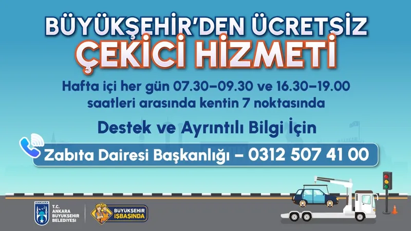 BÜYÜKŞEHİR BELEDİYESİ’NDEN ÇEKİCİ HİZMETİ