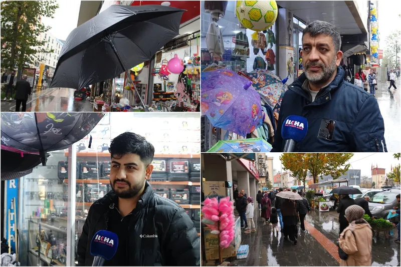 Yağışlar esnafın yüzünü güldürdü: Şemsiye satışlarında artış