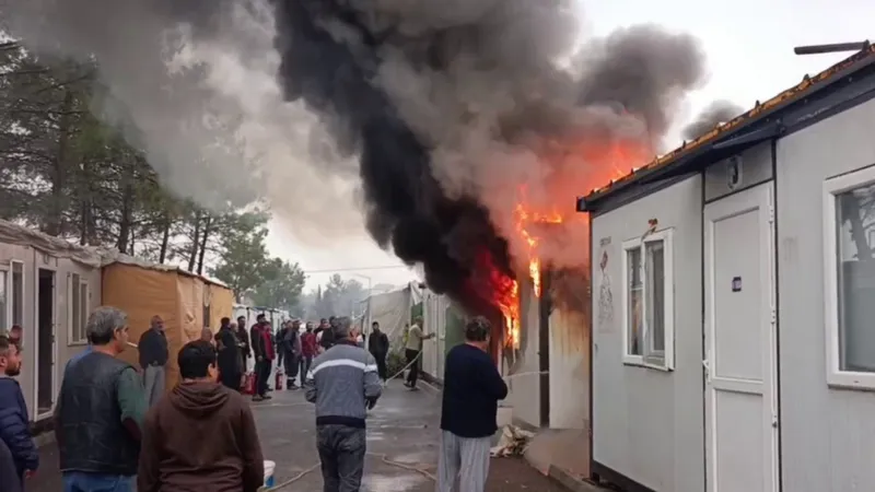 Altınşehir Konteyner Kent’te Yangın: Depremzedeler Su Sıkıp Müdahale Etti  - Videolu Haber