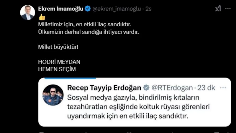 İmamoğlu’ndan Cumhurbaşkanı Erdoğan’a seçim yanıtı: 