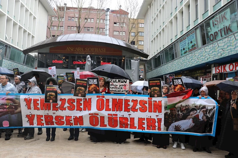Boykotlu işletme önünde Gazze protestosu: 