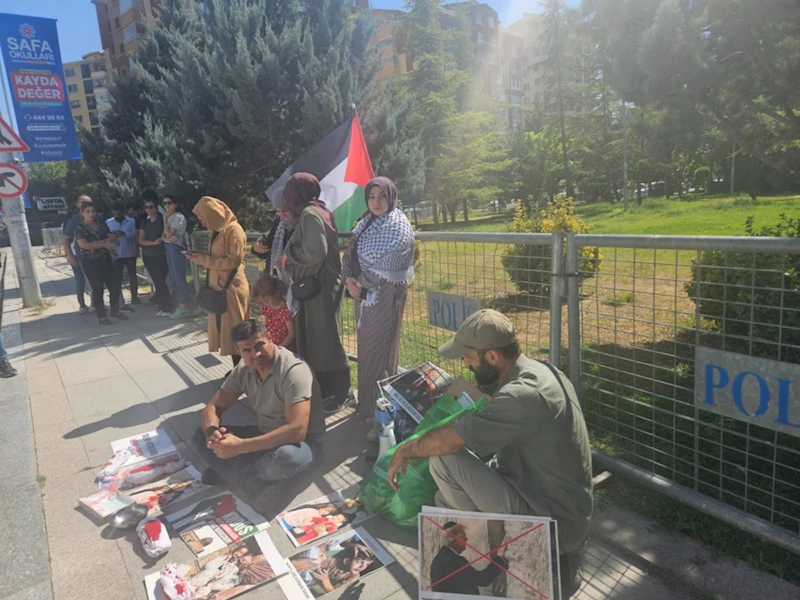Ankara’da ABD Elçiliği önünde süresiz Gazze nöbeti başladı