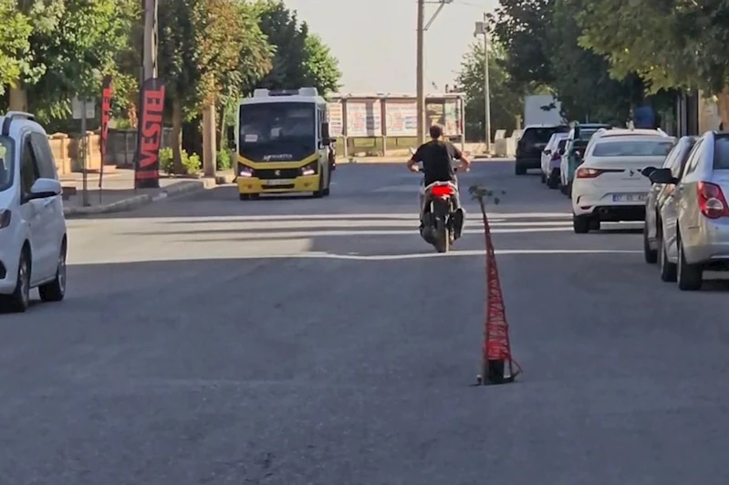 Mardin’de yolda oluşan göçüğe vatandaş fidan dikti