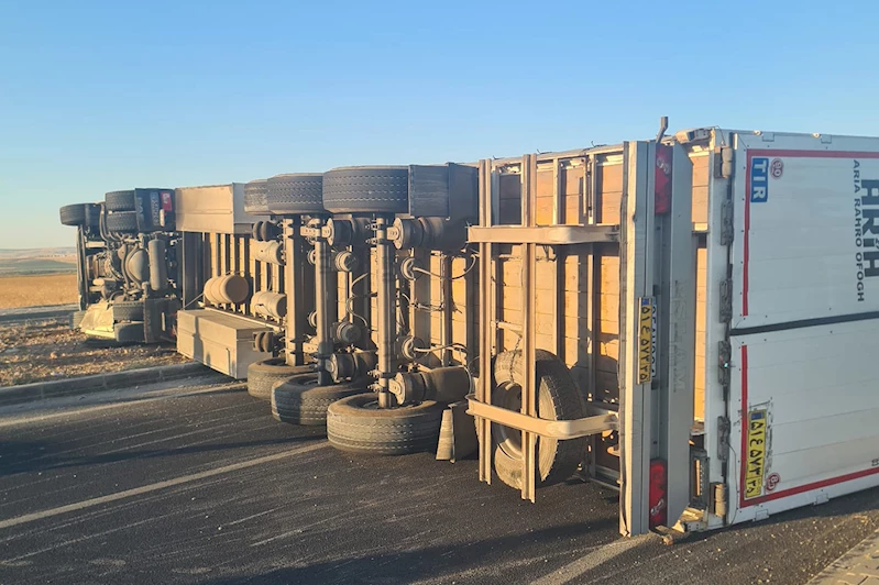 İran plakalı tır devrildi, sürücü hastaneye kaldırıldı