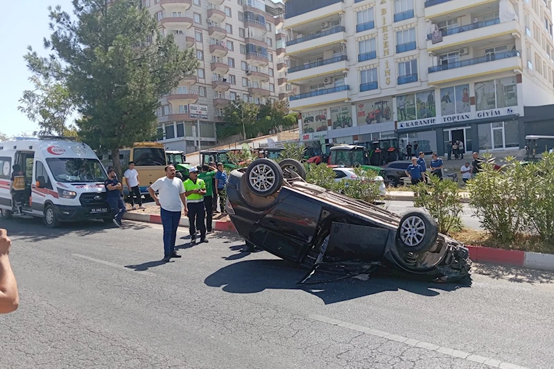 Otomobil bariyere çarpıp takla attı: 1 yaralı