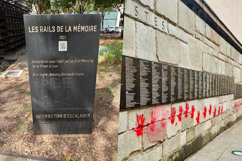 İşgalci siyonist rejime tepkiler büyüyor: Lyon’daki Holokost anıtına “Free Gaza” yazıldı