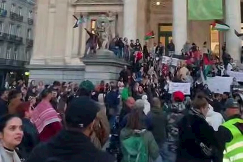 Brüksel’de Gazze’ye destek gösterileri sürüyor